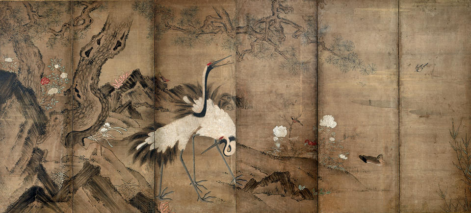 Cranes under Pine Trees