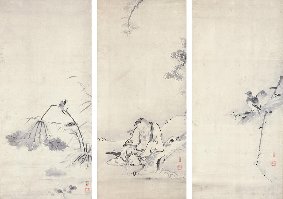 Hermit; Doves on a Plum Tree; Kingfisher with Lotus