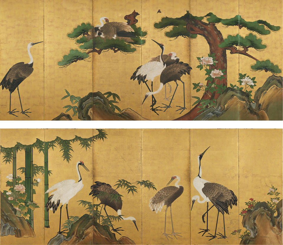Cranes and Pines; Cranes and Bamboo