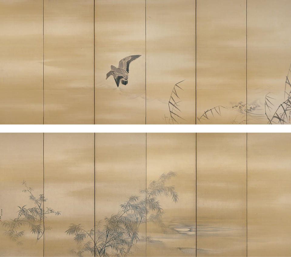 Goose and Reeds; Moon and Willows