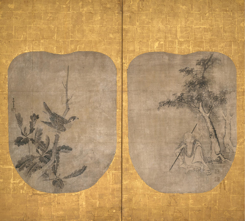 Daoist Immortal and Hawk on an Oak Tree