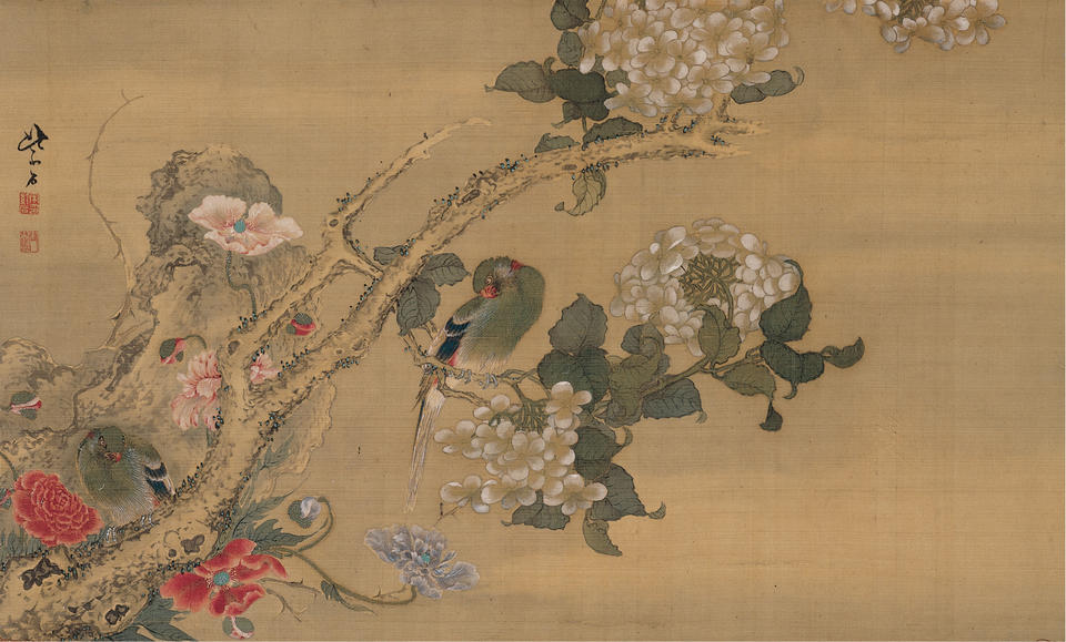 Parakeets among Flowers