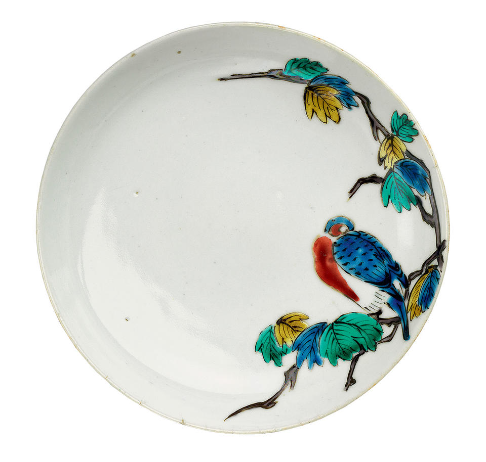 Plate with bird on branch