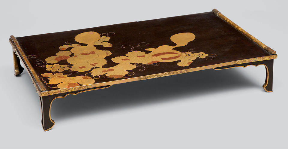 Writing table (bundai, 文台) with melons and squirrels