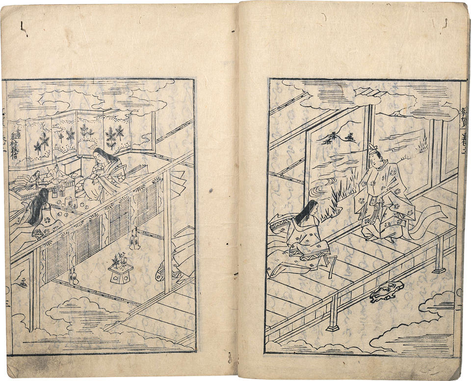 “Hana no en” (花宴) and “Momiji no ga” (紅葉賀) chapters of Genji monogatari (源氏物語)
