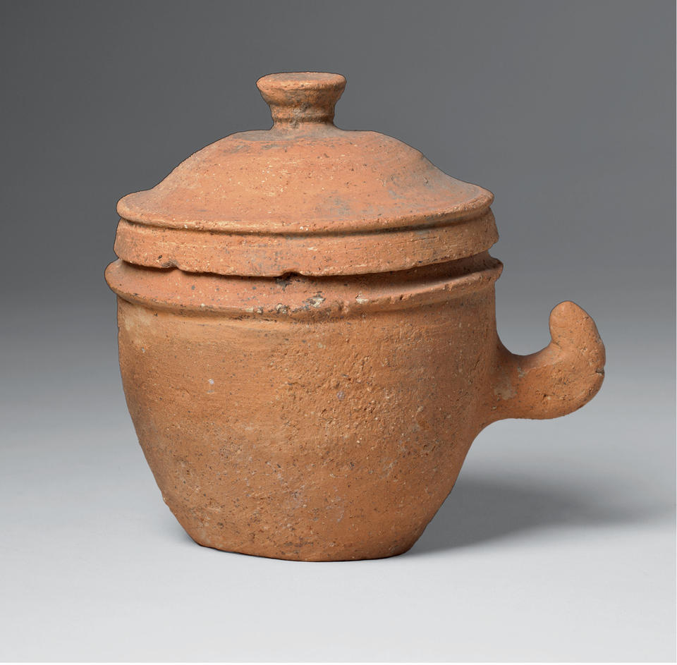 Small lidded jar with handle