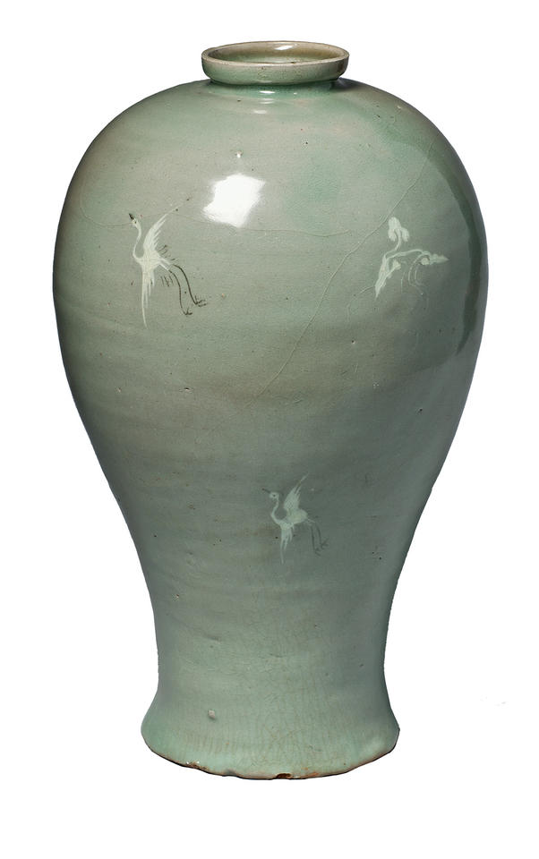 Maebyeong (梅瓶) with flying cranes and clouds