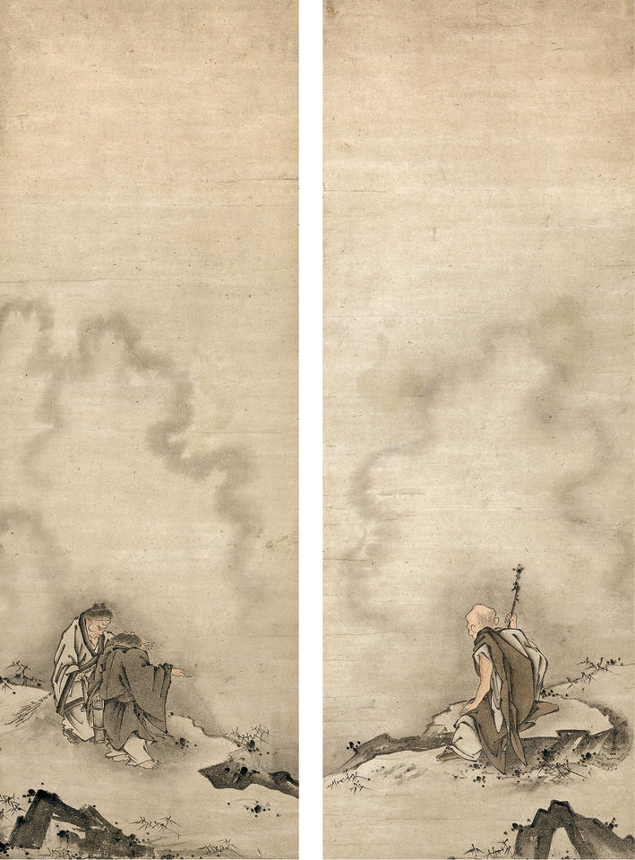 Bukan; Kanzan, Jittoku (豊干; 寒山、拾得)